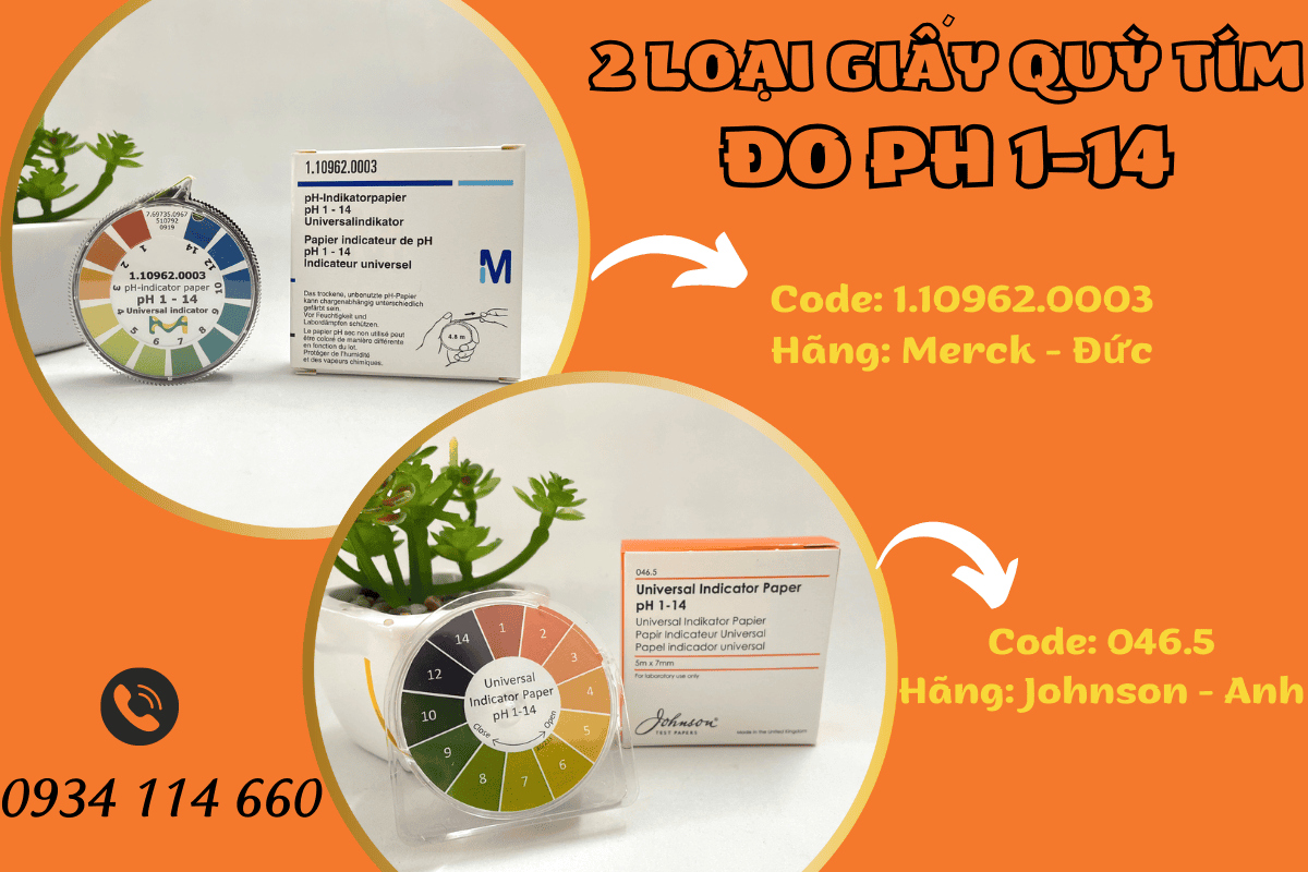 2 loại giấy quỳ tím đo pH 1-14